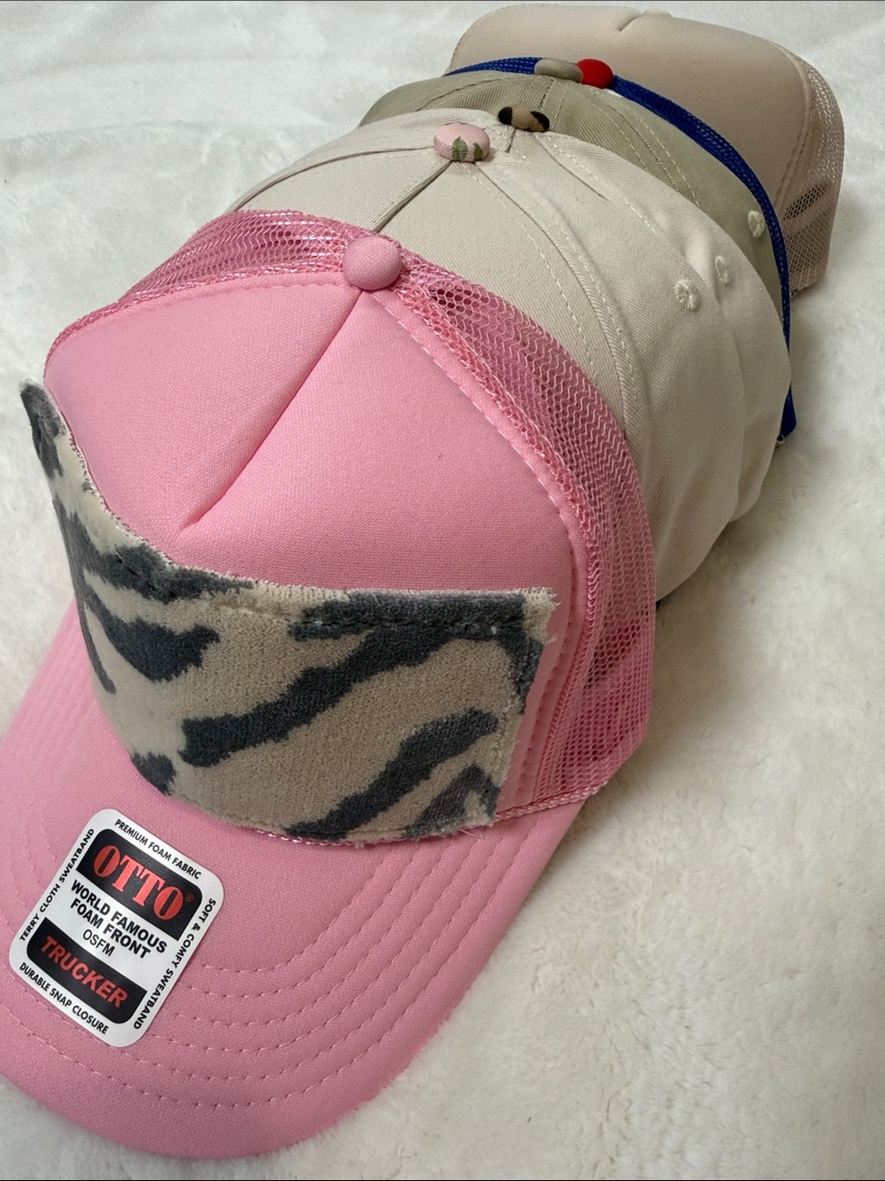 Pink Trucker Cap with Leopard Patch
